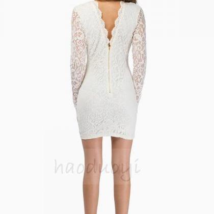 ZBYY Women's Summer Embroidery Spaghetti Strap Dress - V Neck, Bell Sleeve, Ruffle Hem Beach Mini Dress In White - View #10
