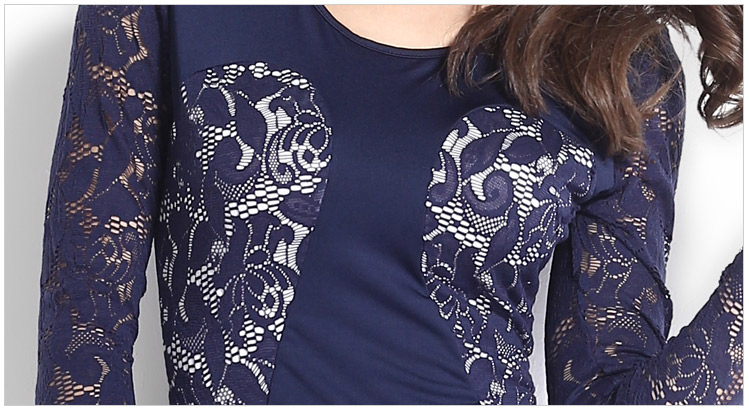 Design Women O-neck Long Sleeve Slim Lace Dress Casual Bodycon Pencil ...